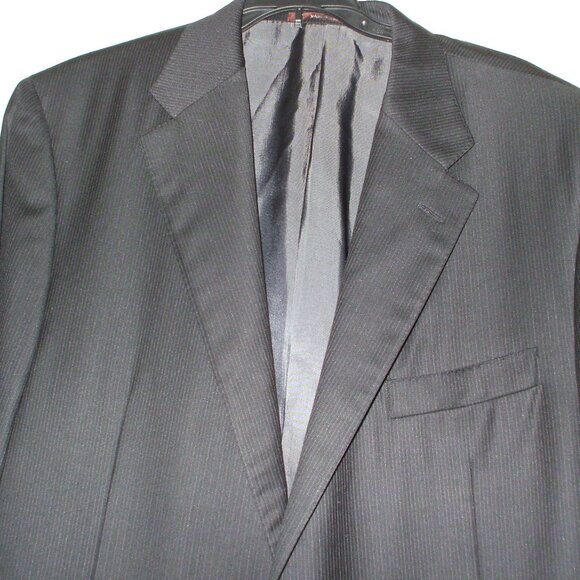 Loro Piana by Hickey Freeman Black Worsted Wool striped blazer - Size 44L - Picture 1 of 5